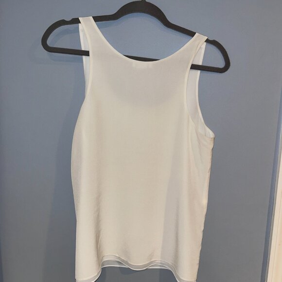 Club Monaco Ivory Silk Tank, relaxed fit, shirttail hem , Size Small - Picture 2 of 4